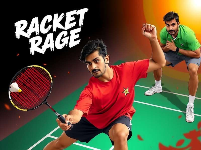 Racket Rage game cover with Indian badminton stars in action